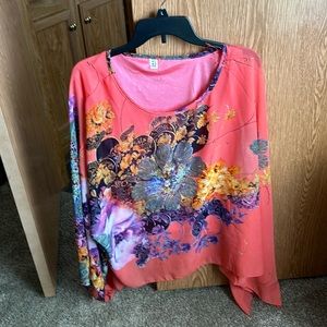 Coral blouse with sewn in liner. Size large